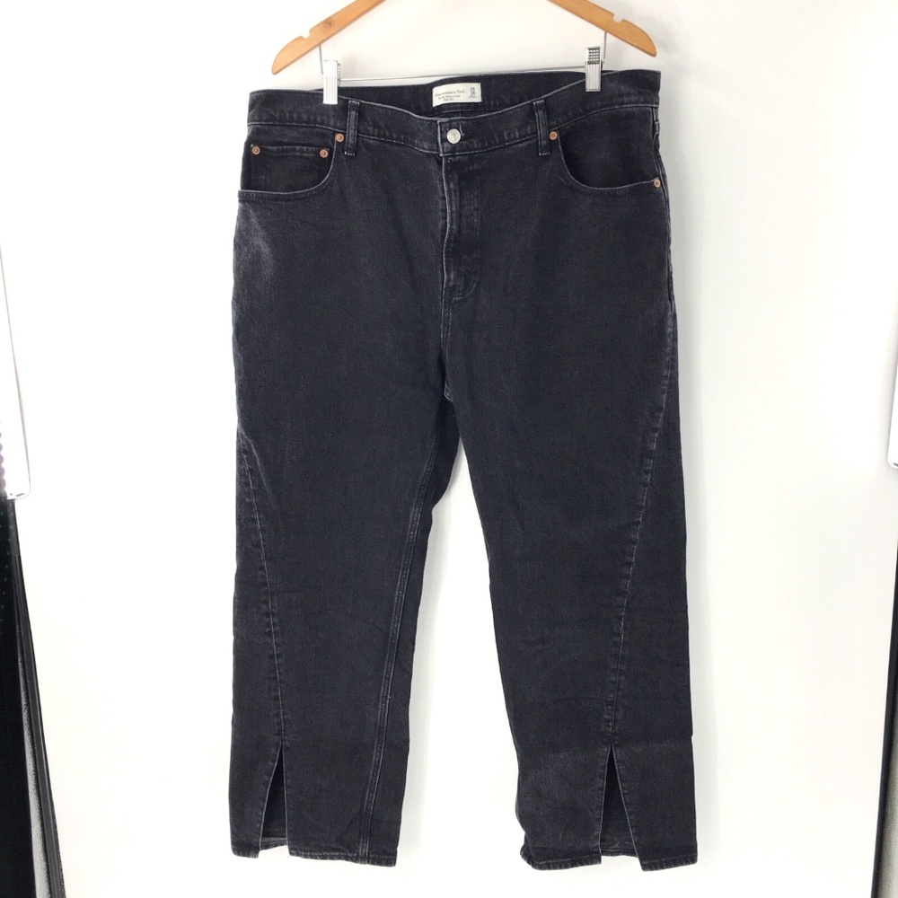 Abercrombie Fitch Womens Relaxed Jeans Black High Rise Cotton Blend Sz 18